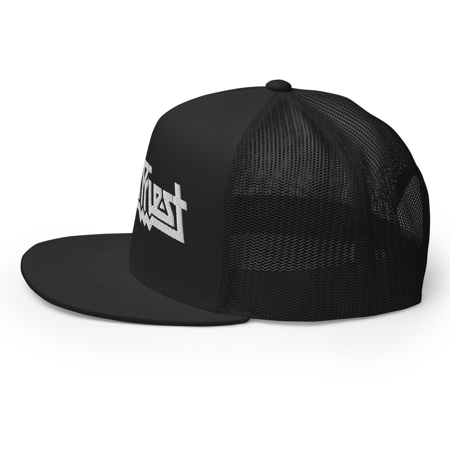 MerchMoment Judas Priest Electric White Logo Embroidered Trucker Hat