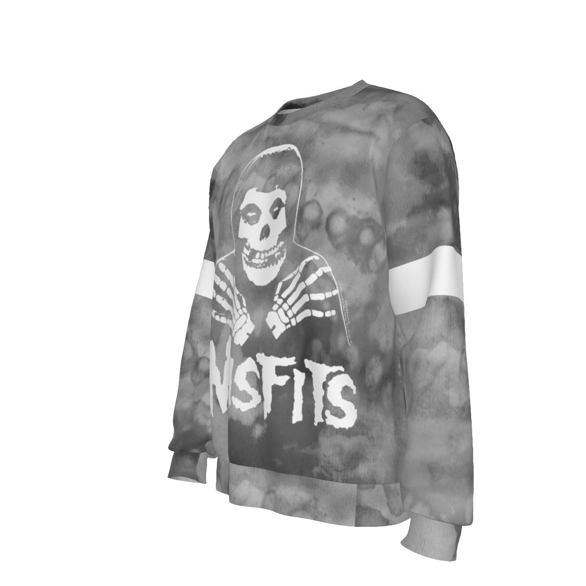 MerchMoment Misfits Folded Skull All Over Print Crewneck Sweatshirt Officially Licensed