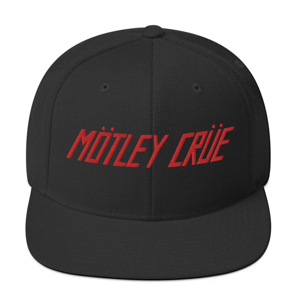 MerchMoment Motley Crue Classic Logo Red Embroidered Snap Back Hat
