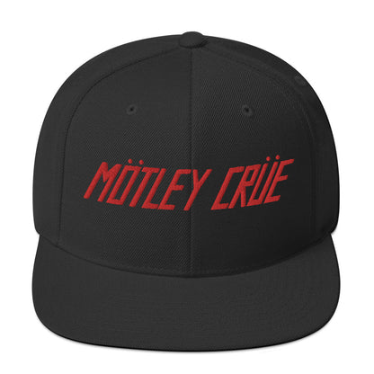MerchMoment Motley Crue Classic Logo Red Embroidered Snap Back Hat