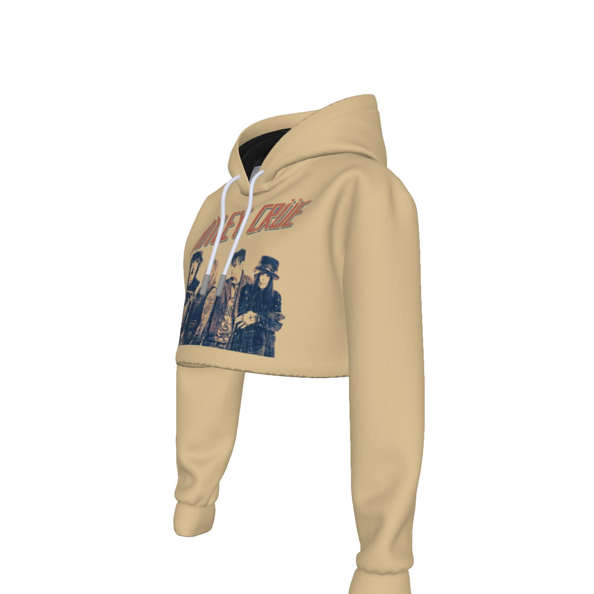 MerchMoment Motley Crue With the Band Women's Cropped Hoodie Sweatshirt Officially Licensed