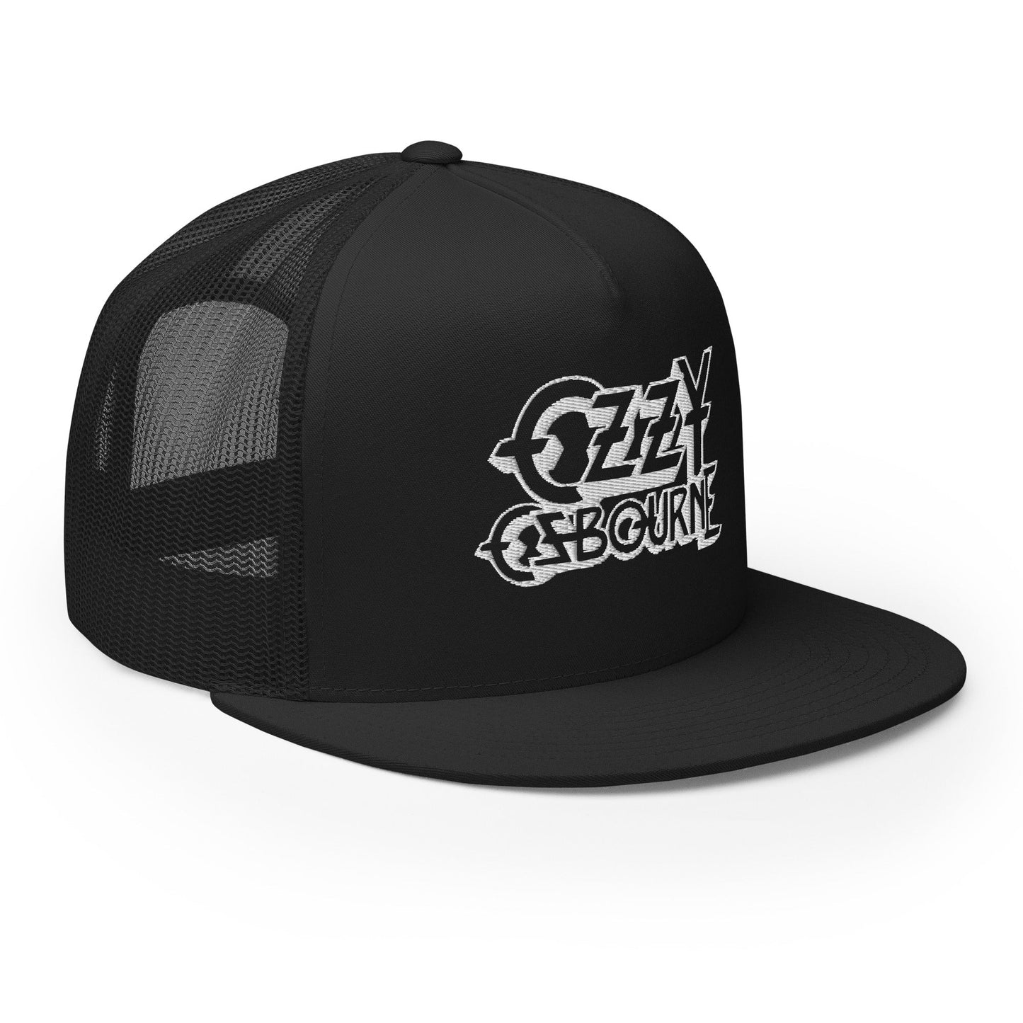 MerchMoment Ozzy Osborne White Logo Embroidered Trucker Hat
