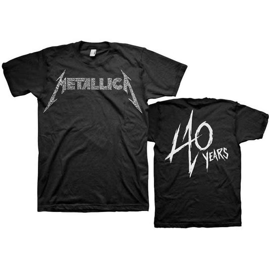 Metallica 40th Anniversary Songs Logo T Shirt Black Officially Licensed