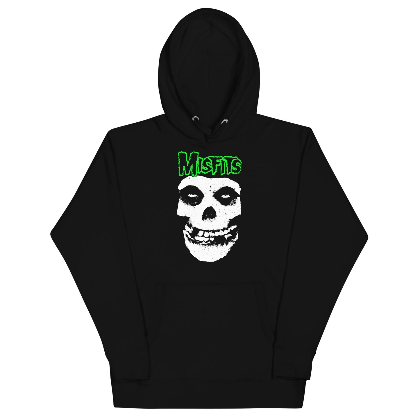 Misfits Green Skull Mens Hoodie Black