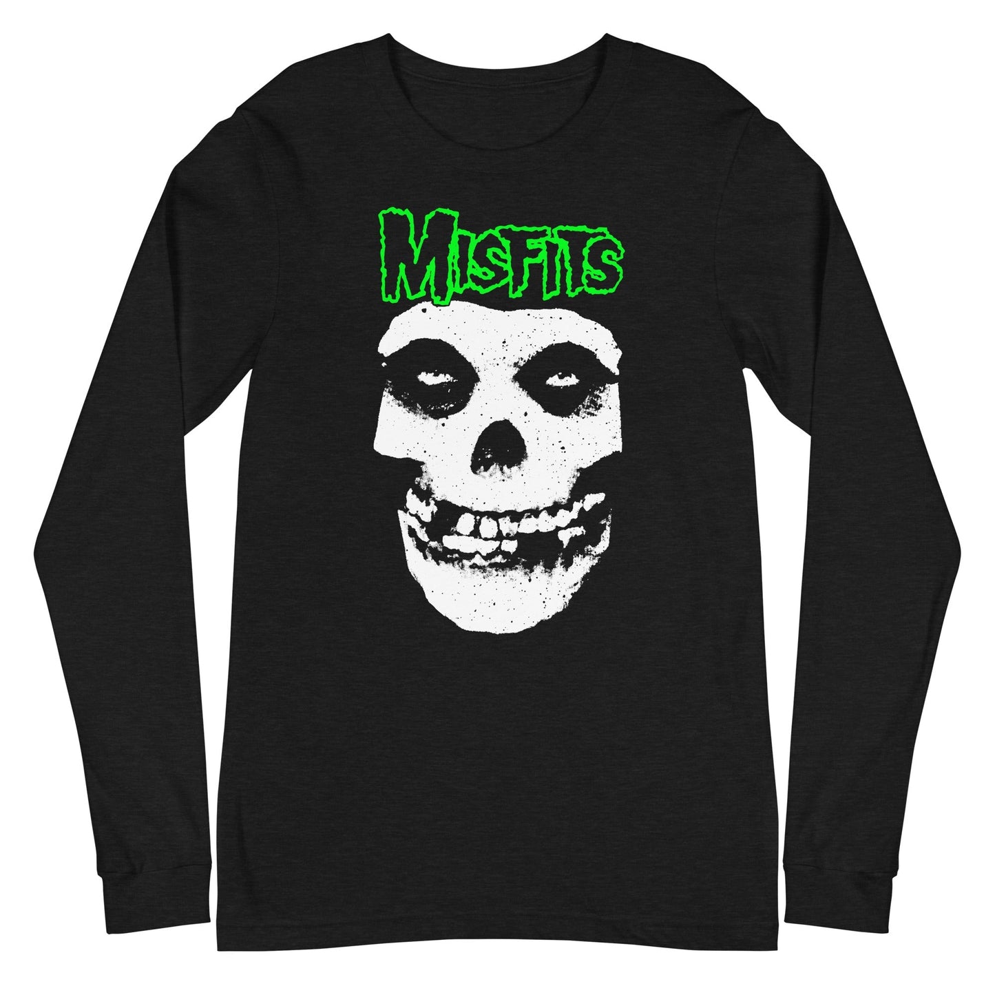 Misfits Green Skull Mens Long Sleeve Shirt Black