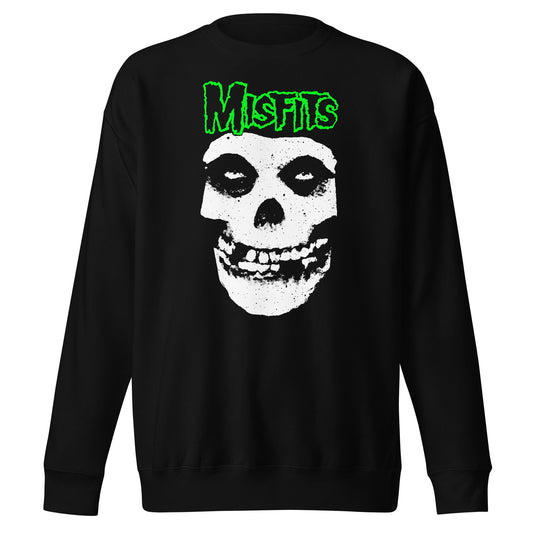 Misfits Green Skull Mens Sweatshirt Black