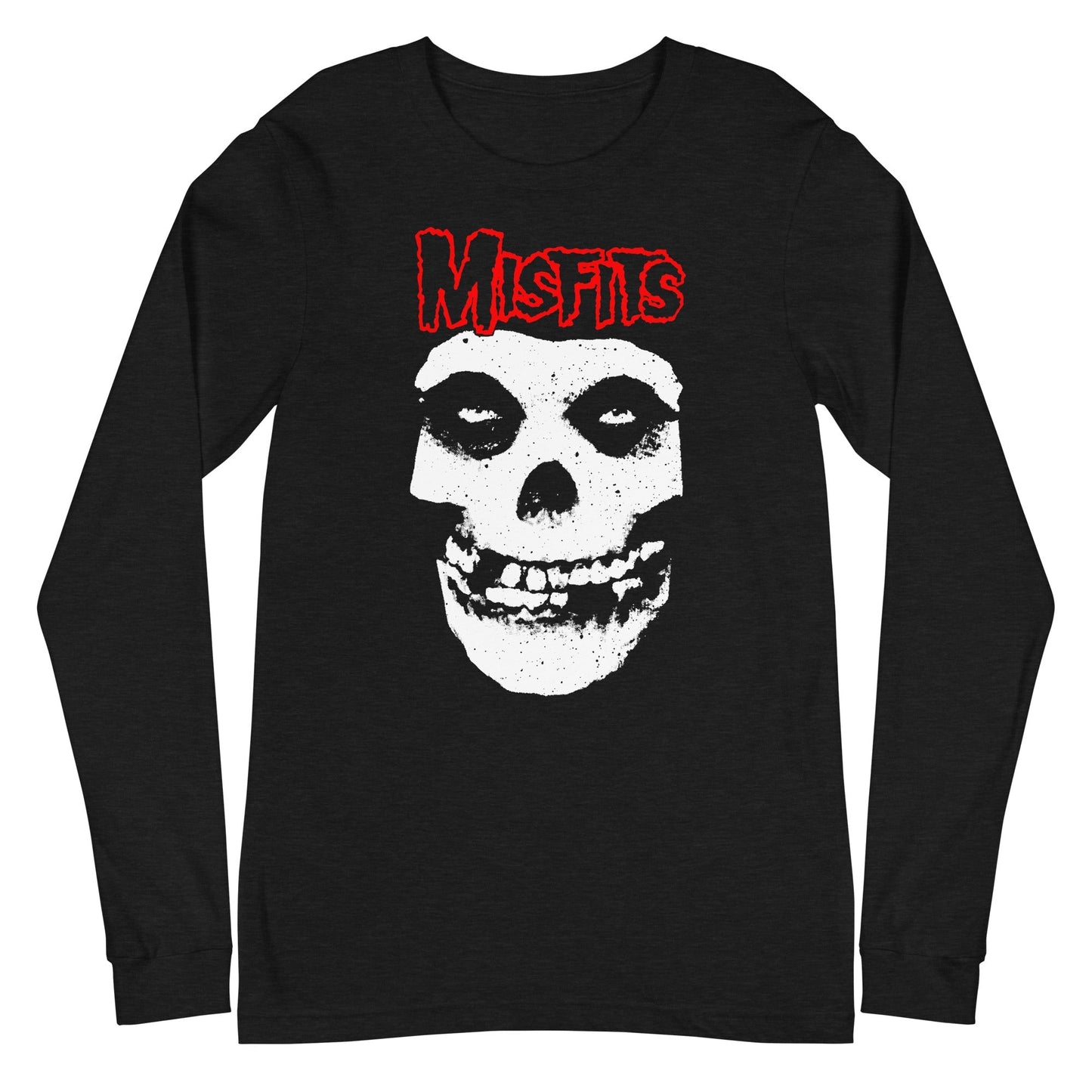 Misfits Red Skull Mens Long Sleeve Shirt Black