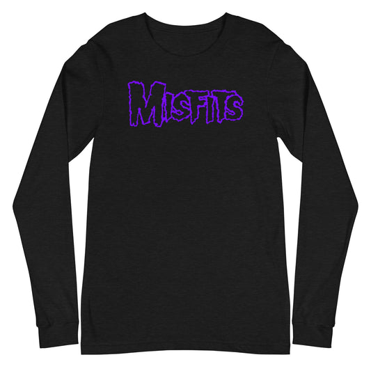 Misfits Purple Drip Logo Mens Long Sleeve Shirt Black