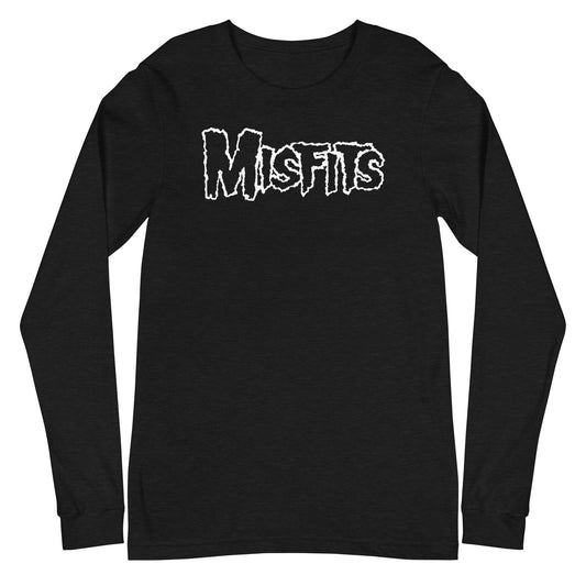 Misfits White Drip Logo Mens Long Sleeve Shirt Black