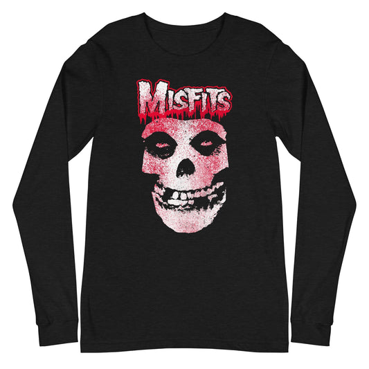 Misfits Tagged Skull Mens Long Sleeve Shirt Black