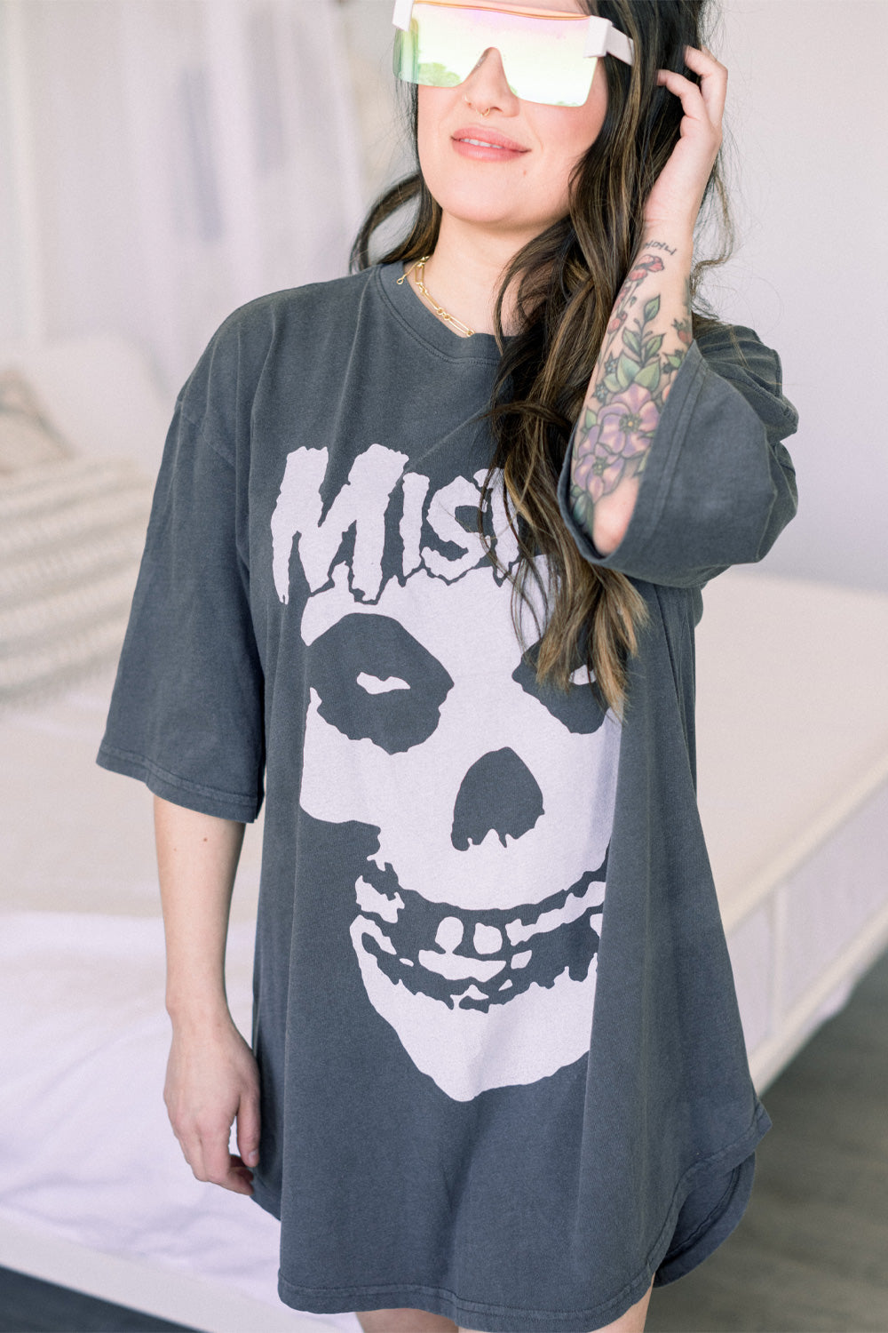 Misfits Oversized Rocker Womens Tee Shirt Vintage Black