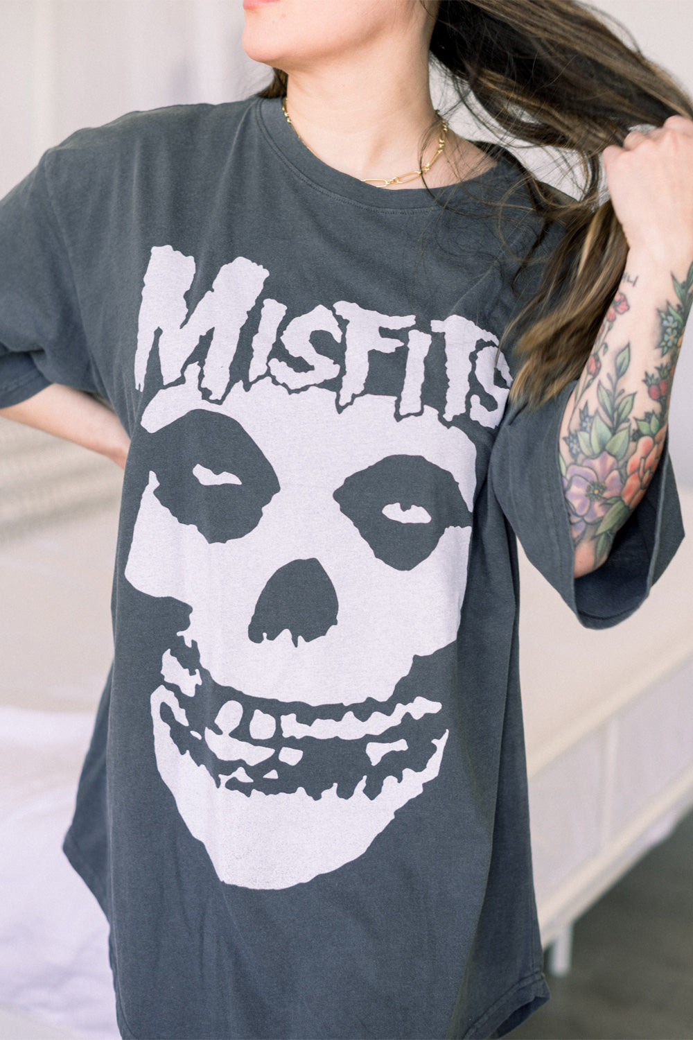 Misfits Oversized Rocker Womens Tee Shirt Vintage Black