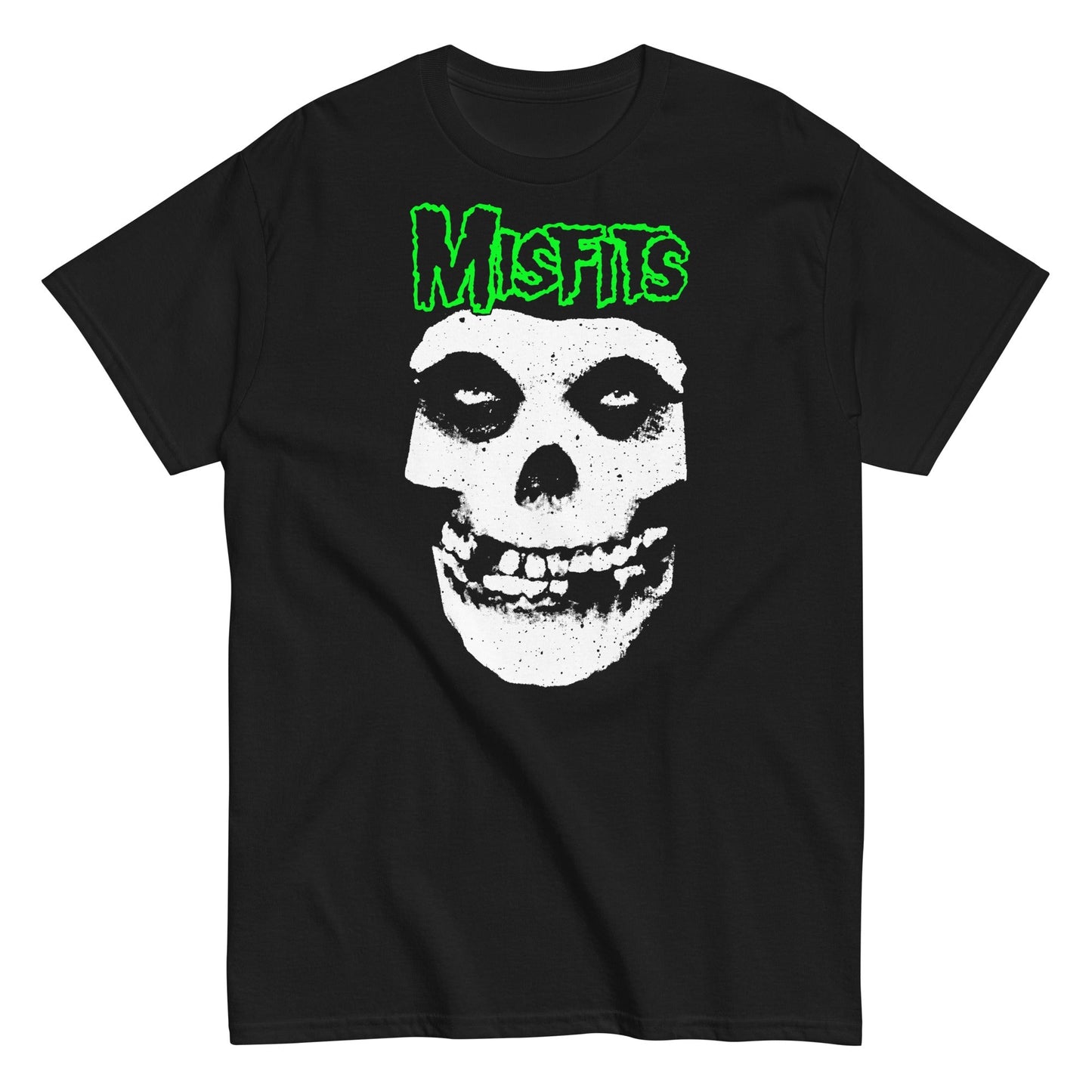 Misfits Green Skull Mens T Shirt Black