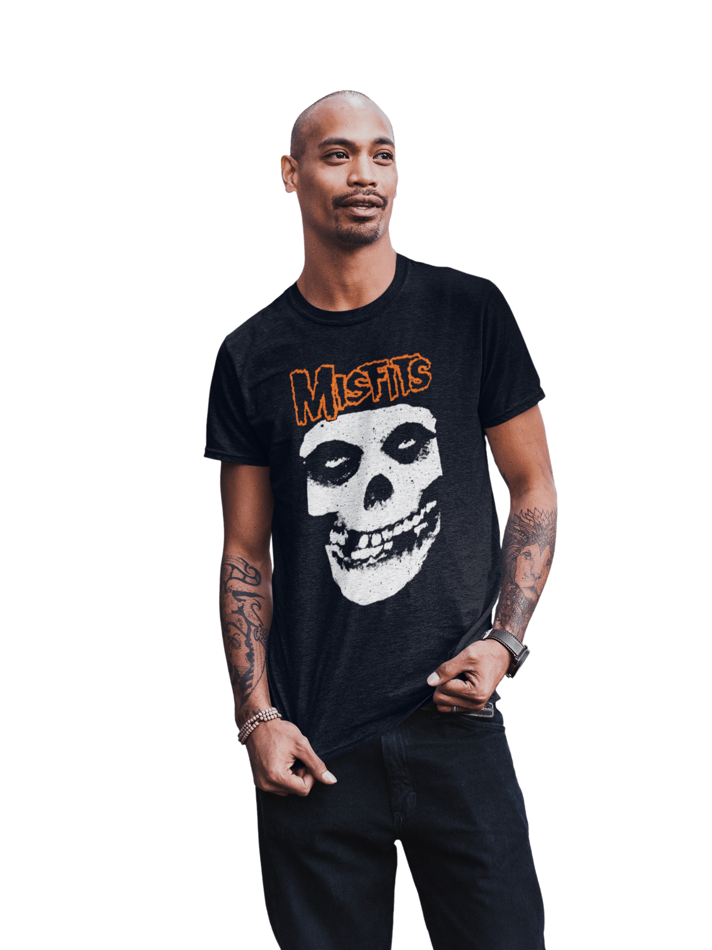Misfits Orange Skull Officially Licensed Mens T Shirt Black