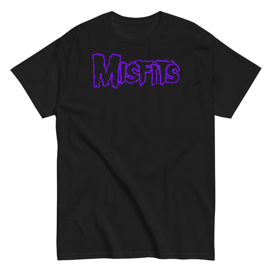 Misfits Purple Drip Logo Mens T Shirt Black