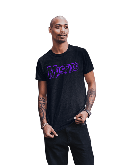 Misfits Purple Drip Logo Officially Licensed Mens T Shirt Black