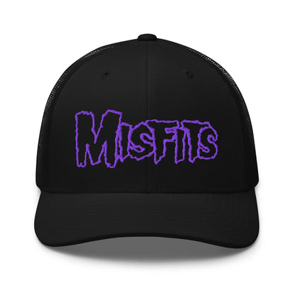 Misfits - Purple Drip Logo Trucker HD Embroidered Hat Black Officially Licensed