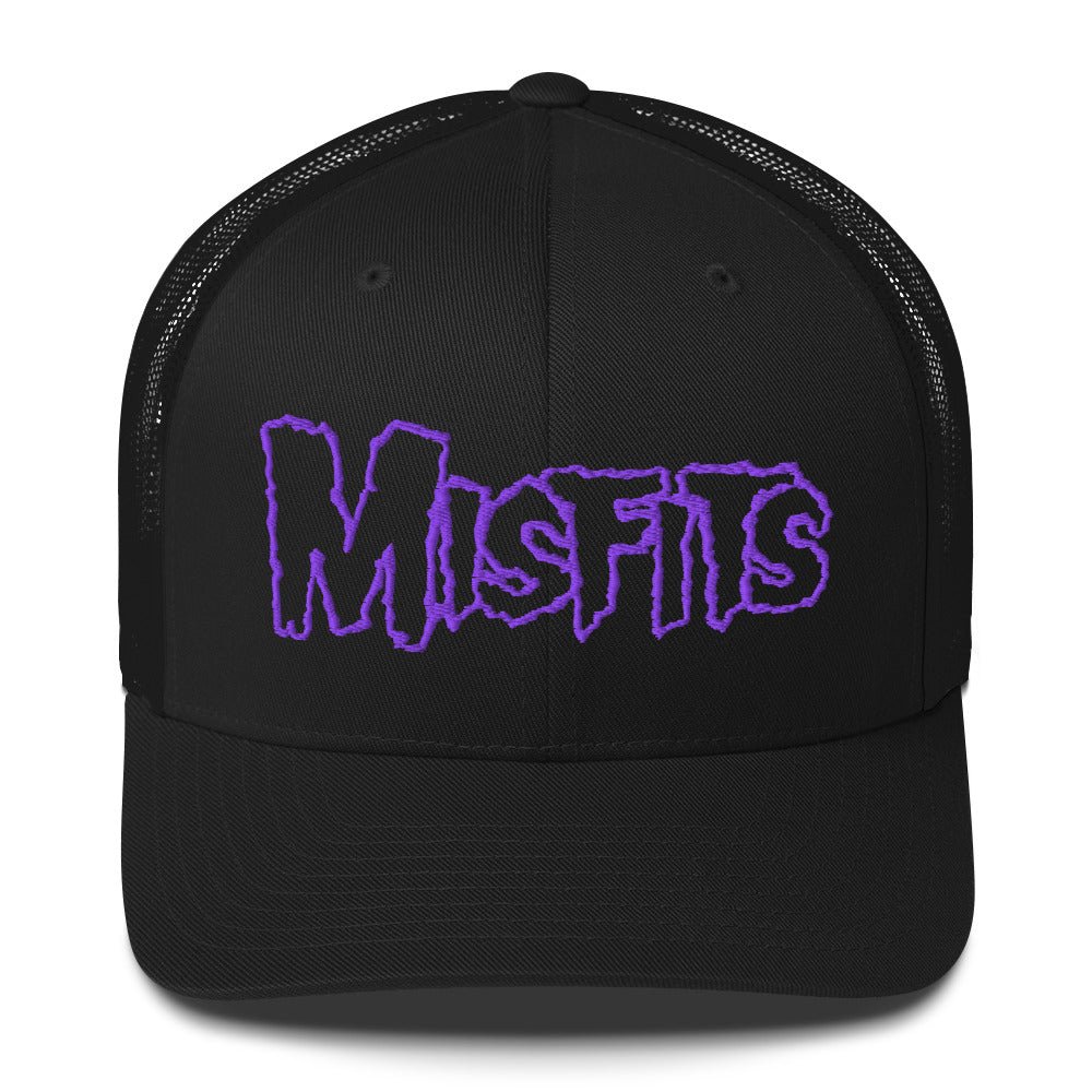 Misfits - Purple Drip Logo Trucker HD Embroidered Hat Black Officially Licensed