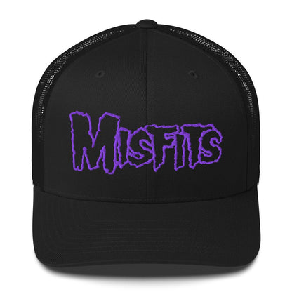 Misfits - Purple Drip Logo Trucker HD Embroidered Hat Black Officially Licensed