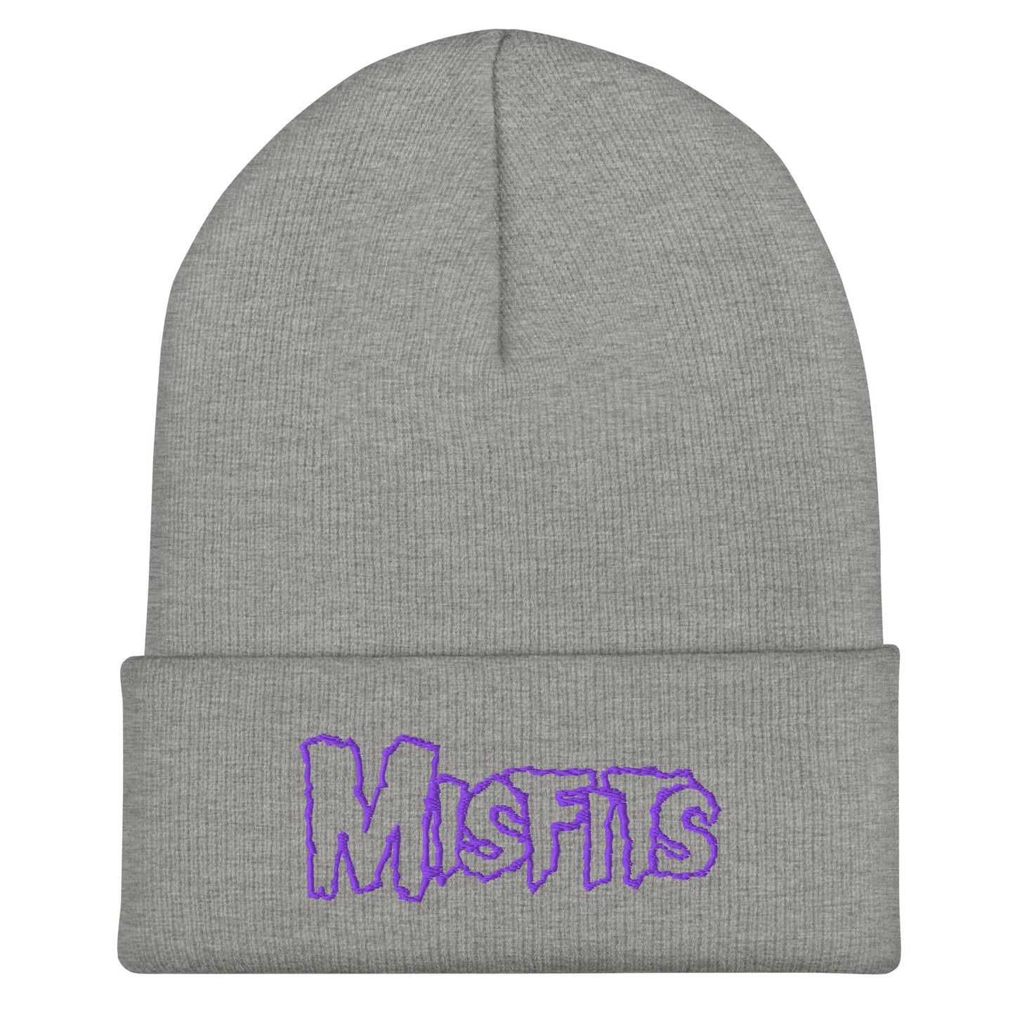 Misfits Purple on Gray Cuffed HD Embroidered Beanie Hat Grey Officially Licensed
