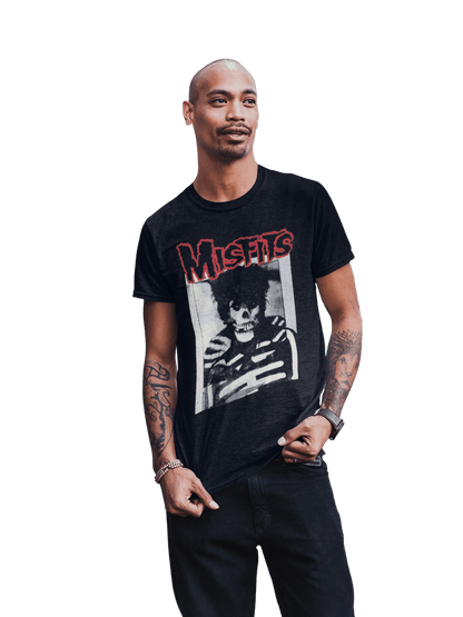 Misfits Skull Hair Officially Licensed Mens T Shirt Black