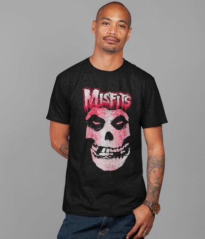 Misfits Tagged Skull Jumbo Print Mens T Shirt Black