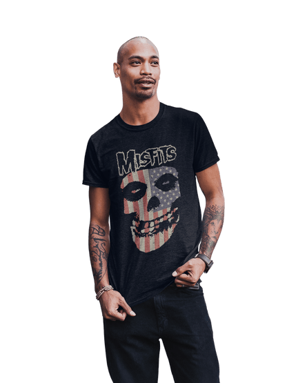 Misfits USA Skull Officially Licensed Mens T Shirt Black