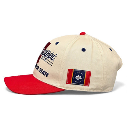 Mississippi Snapback Hat - The Magnolia (Cream/Red)