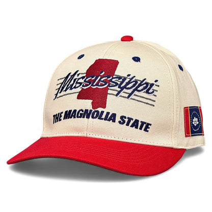 Mississippi Snapback Hat - The Magnolia (Cream/Red)