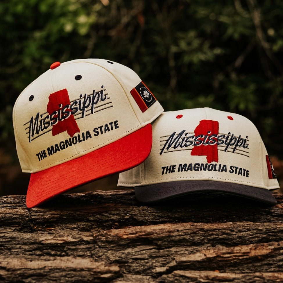 Mississippi Snapback Hat - The Magnolia (Cream/Red)