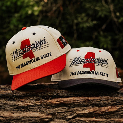 Mississippi Snapback Hat - The Magnolia (Cream/Red)