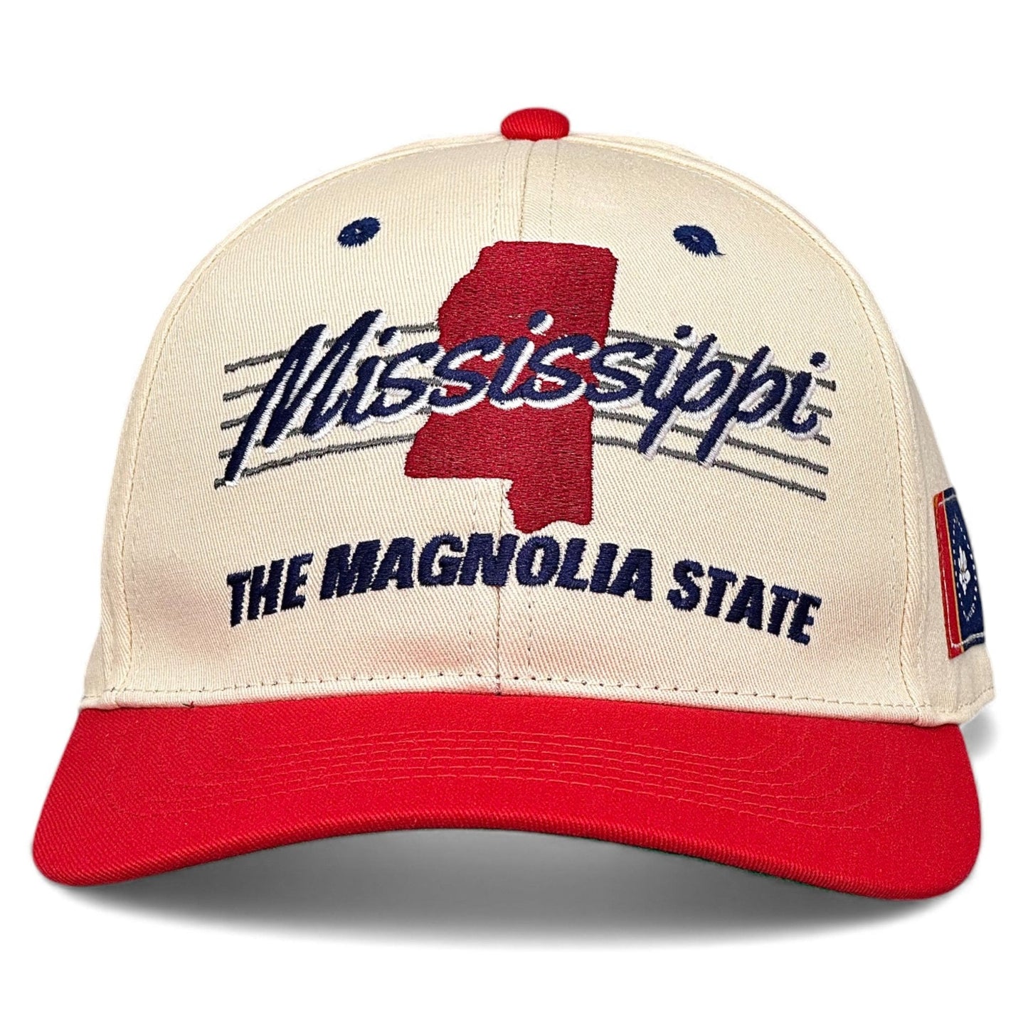 Mississippi Snapback Hat - The Magnolia (Cream/Red)