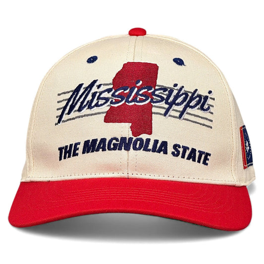 Mississippi Snapback Hat - The Magnolia (Cream/Red)