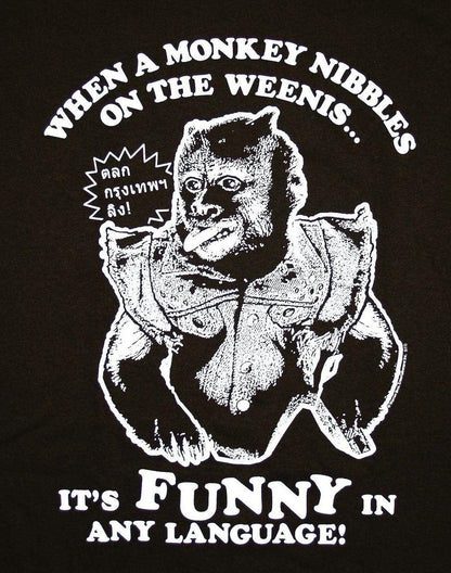 Monkey Nibbles on the Weenis Funny T-shirt