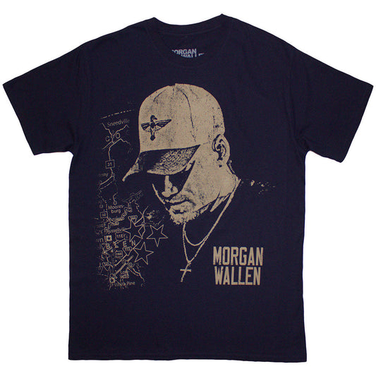 Morgan Wallen Cap Mens T Shirt Blue