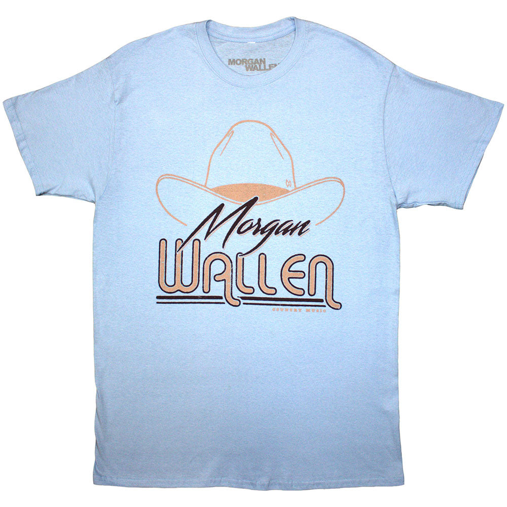Morgan Wallen Cowboy Hat Mens T Shirt Blue Officially Licensed
