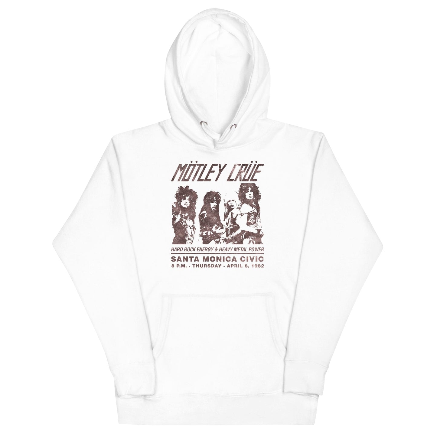 Motley Crue '82 Santa Monica Classic Mens Officially Licensed Hoodie White