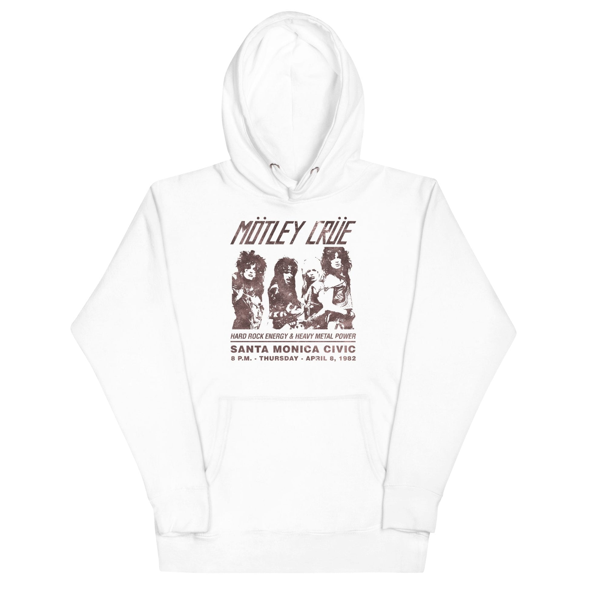 Motley Crue '82 Santa Monica Classic Mens Officially Licensed Hoodie White