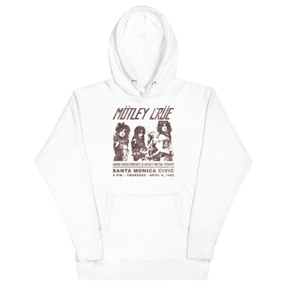 Motley Crue '82 Santa Monica Classic Mens Officially Licensed Hoodie White