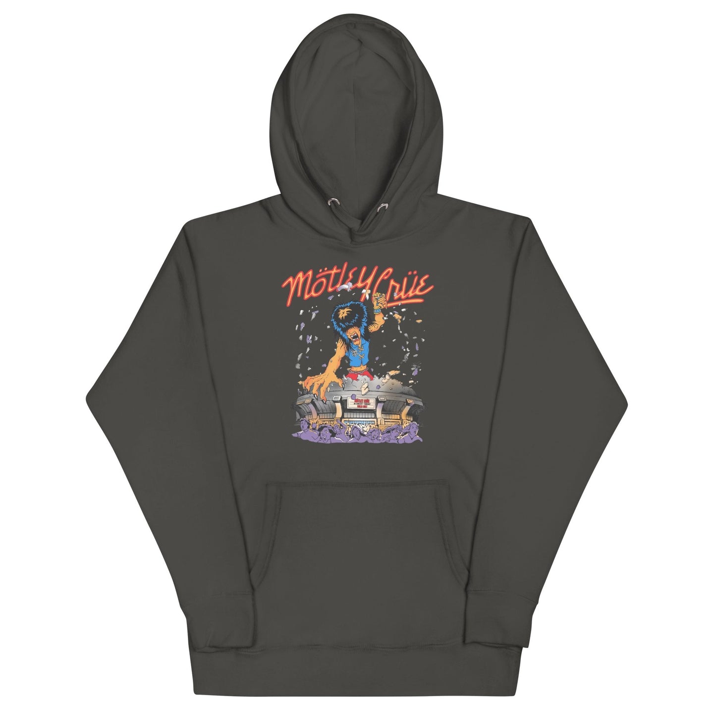 Motley Crue Allister Dome Classic Mens Officially Licensed Hoodie Charcoal