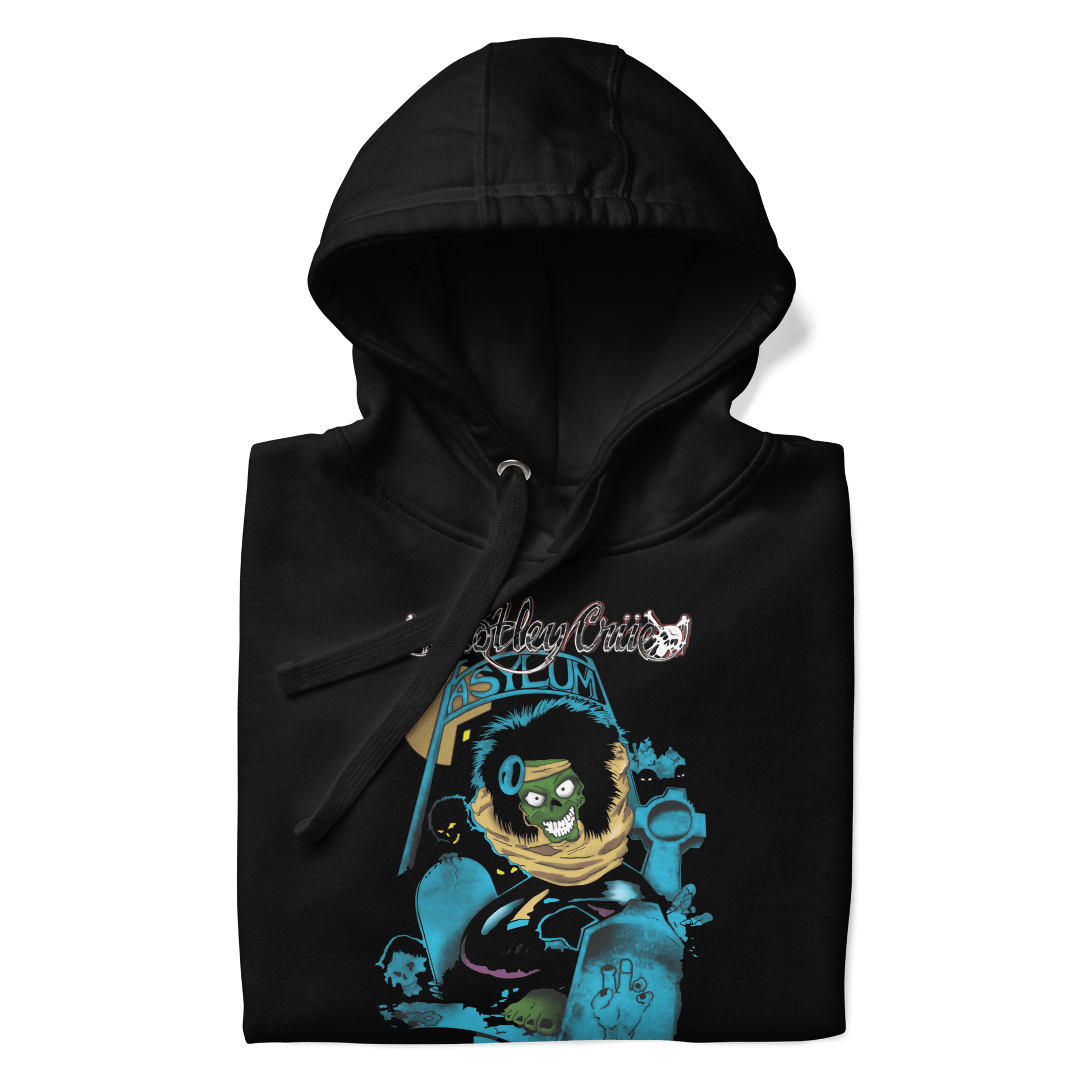 Motley Crue Asylum Vintage Mens Officially Licensed Hoodie Black