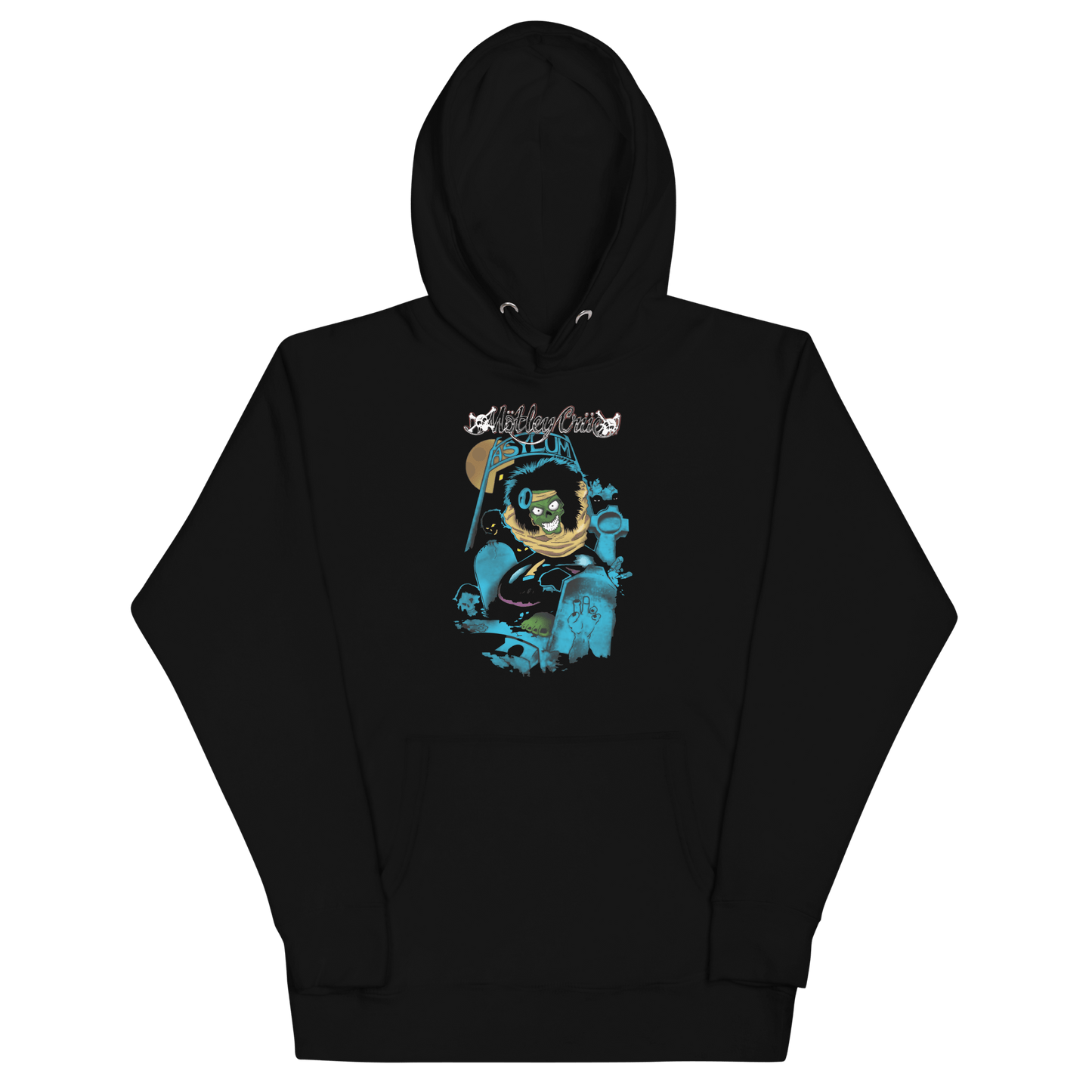 Motley Crue Asylum Vintage Mens Officially Licensed Hoodie Black