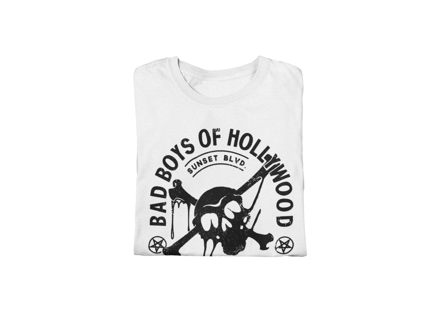 Motley Crue Bad Boys of Hollywood Jumbo Print Mens T Shirt White