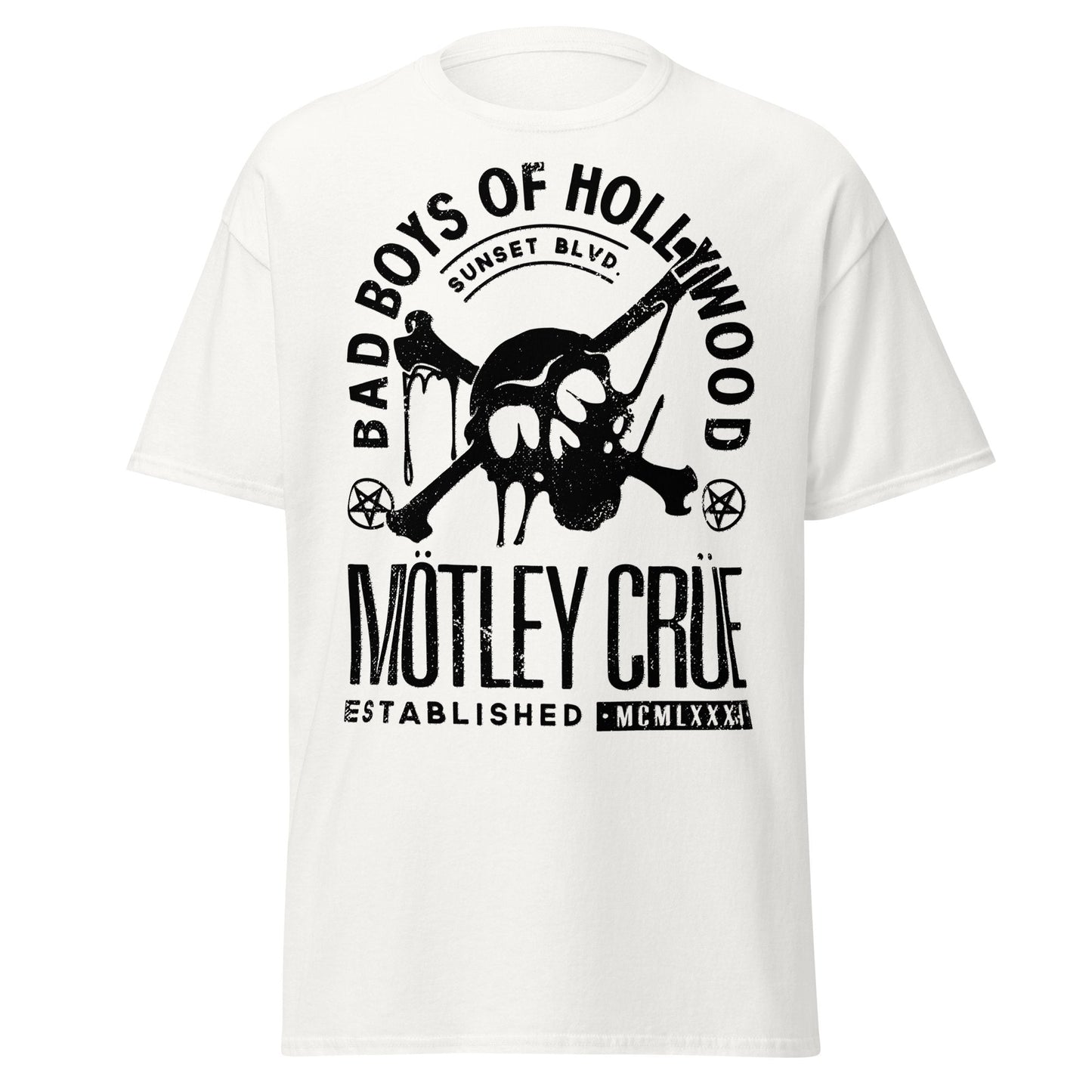 Motley Crue Bad Boys of Hollywood Jumbo Print Mens T Shirt White