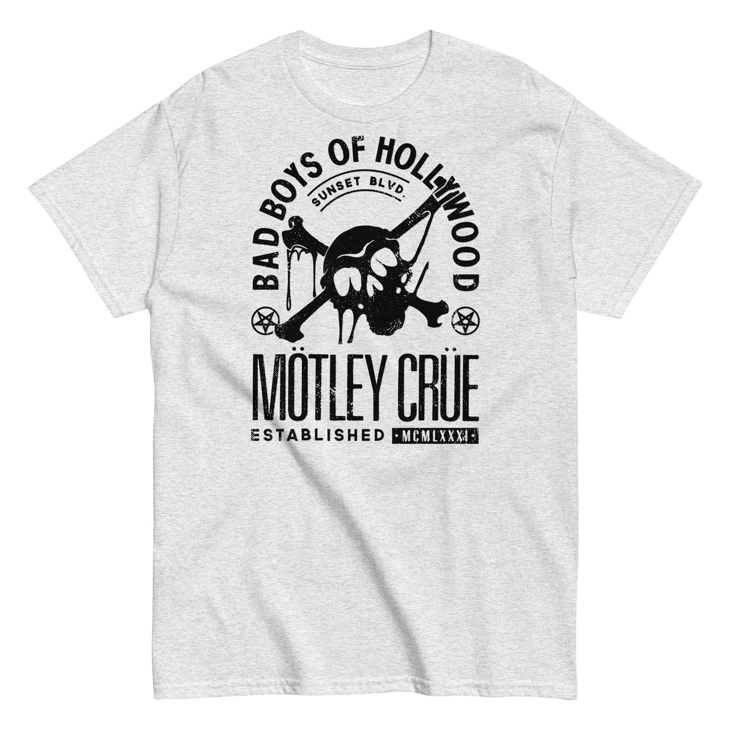 Motley Crue Bad Boys of Hollywood Mens T Shirt White