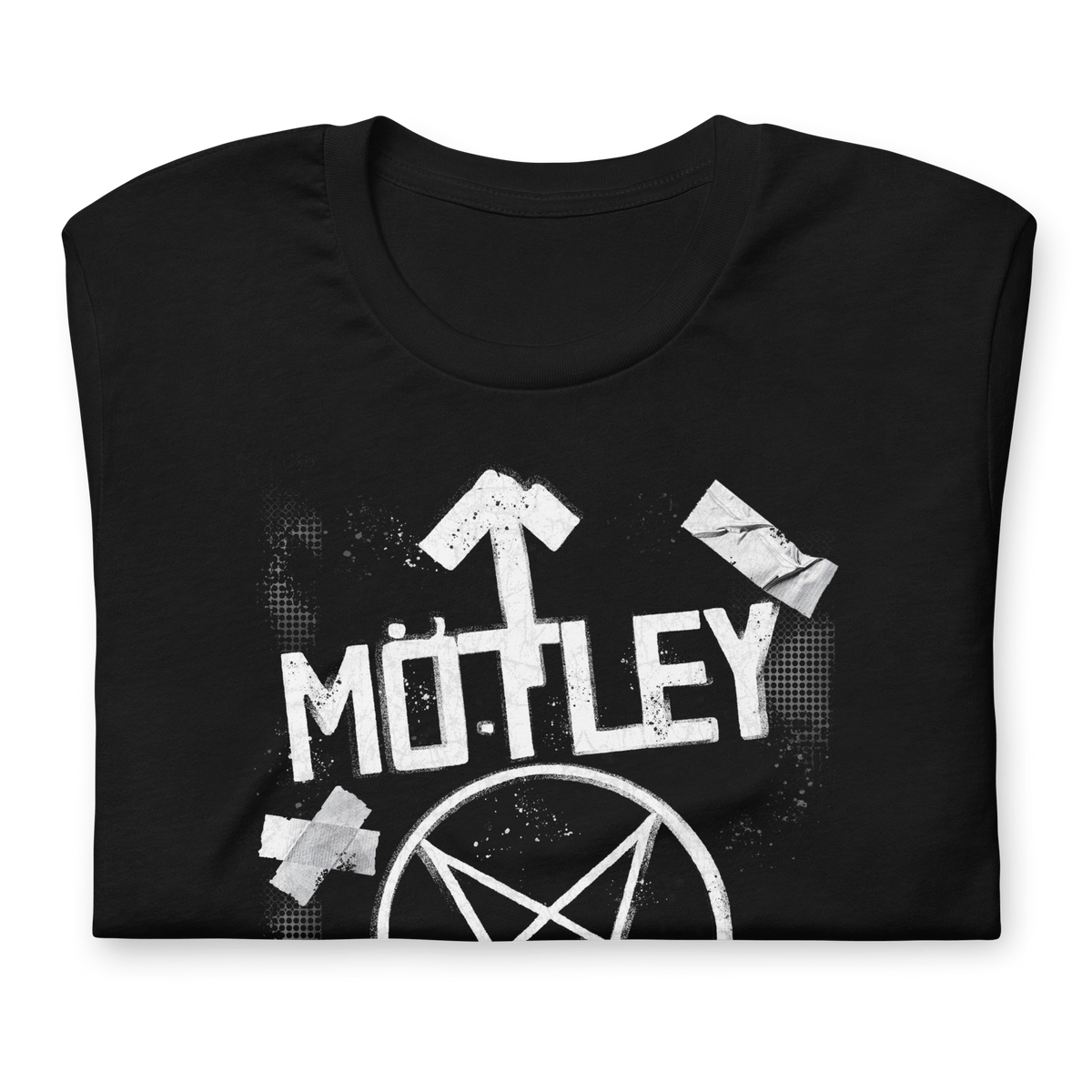 Motley Crue Black and White Logo Officially Licensed Mens T Shirt Black