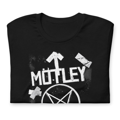 Motley Crue Black and White Logo Officially Licensed Mens T Shirt Black