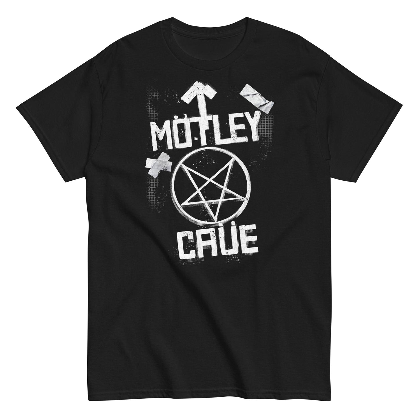 Motley Crue Black and White Logo Mens T Shirt Black