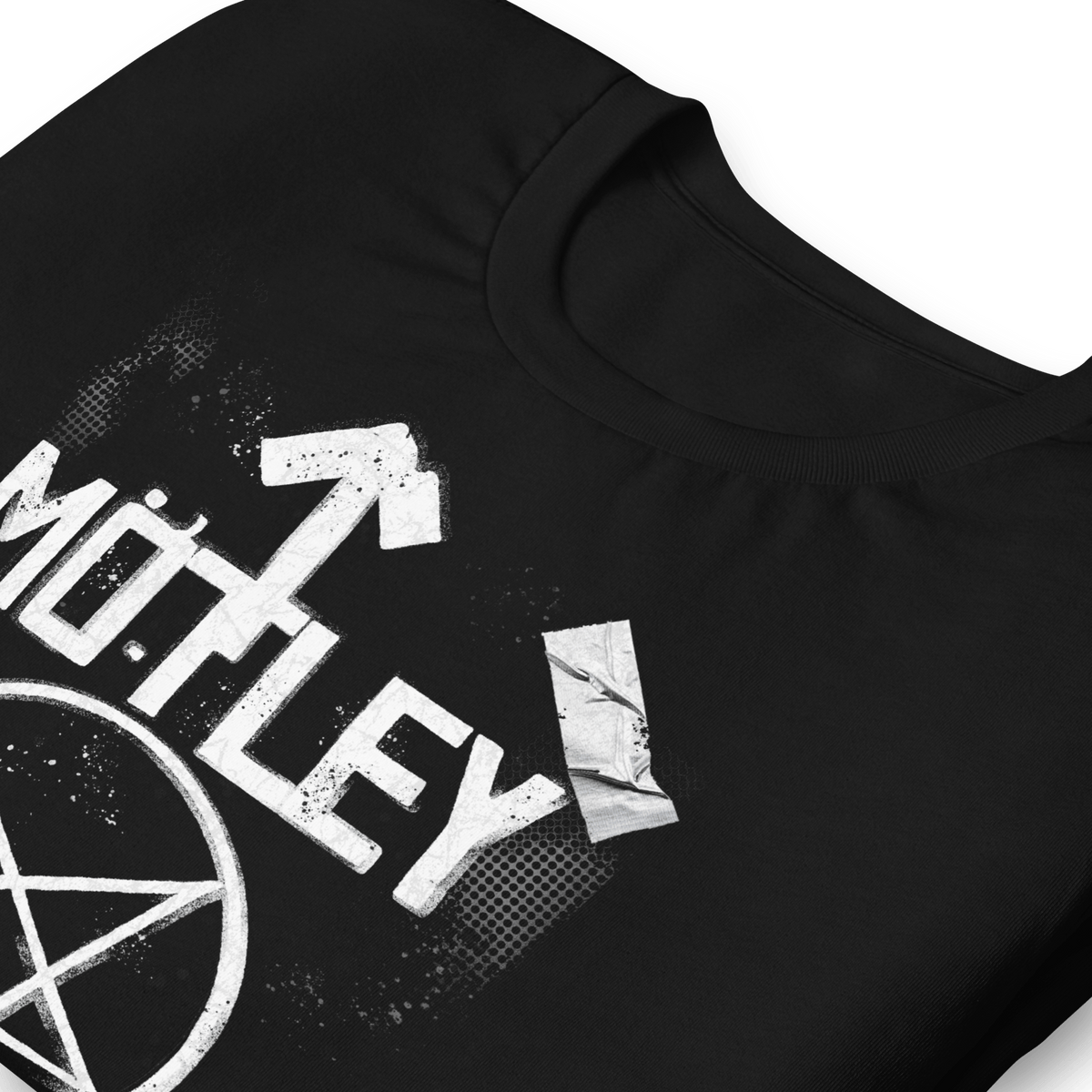 Motley Crue Black and White Logo Officially Licensed Mens T Shirt Black