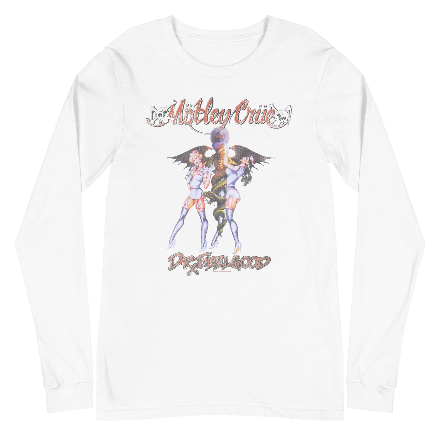 Motley Crue Dr. Feelgood Mens Long Sleeve Shirt White